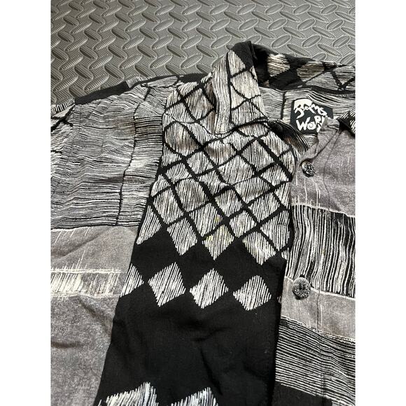 Vintage Jams World Rayon Shirt Geometric Black White Retro Surf‎ Mens Size Med - Picture 4 of 13